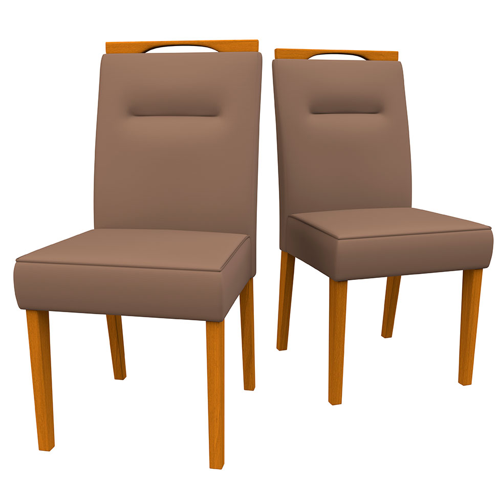 Conjunto com 2 Cadeiras Italia Revestimento Sintético Marrom Claro e Ype