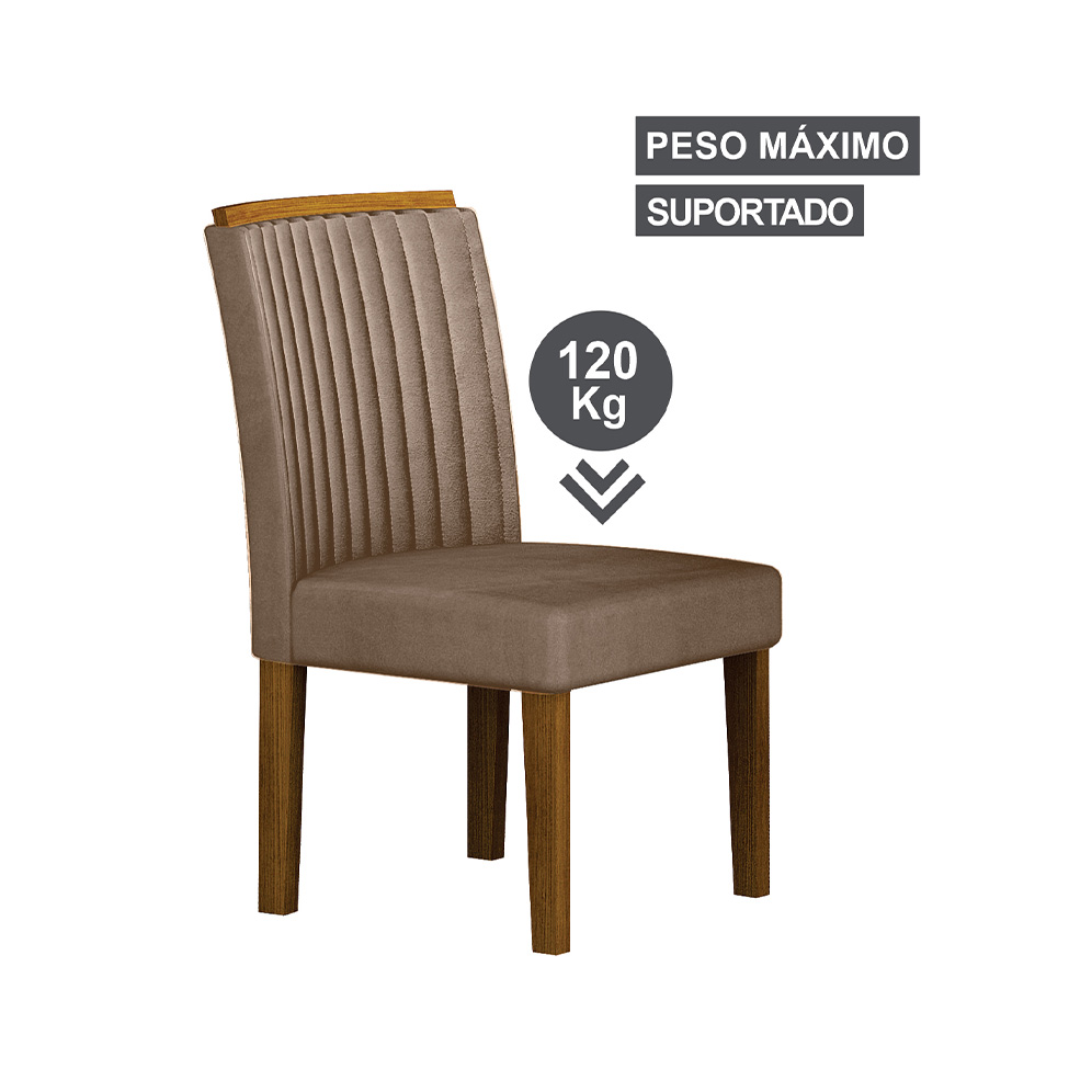 Conjunto com 2 Cadeiras Jade Camurça Castanho e Freijó