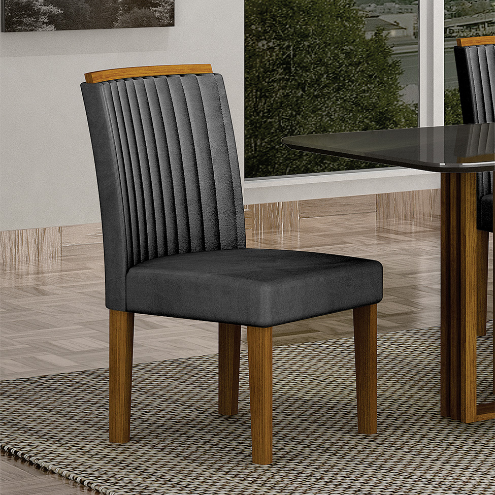 Conjunto com 2 Cadeiras Jade Camurça Chumbo e Freijó
