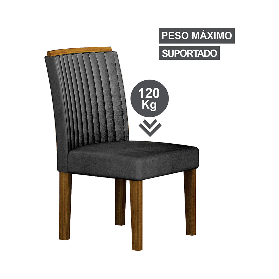 Conjunto com 2 Cadeiras Jade Camurça Chumbo e Freijó