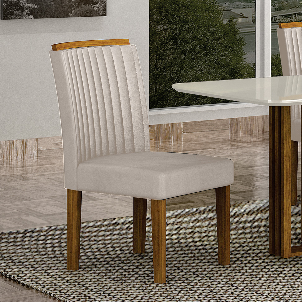 Conjunto com 2 Cadeiras Jade Camurça Palha e Freijó