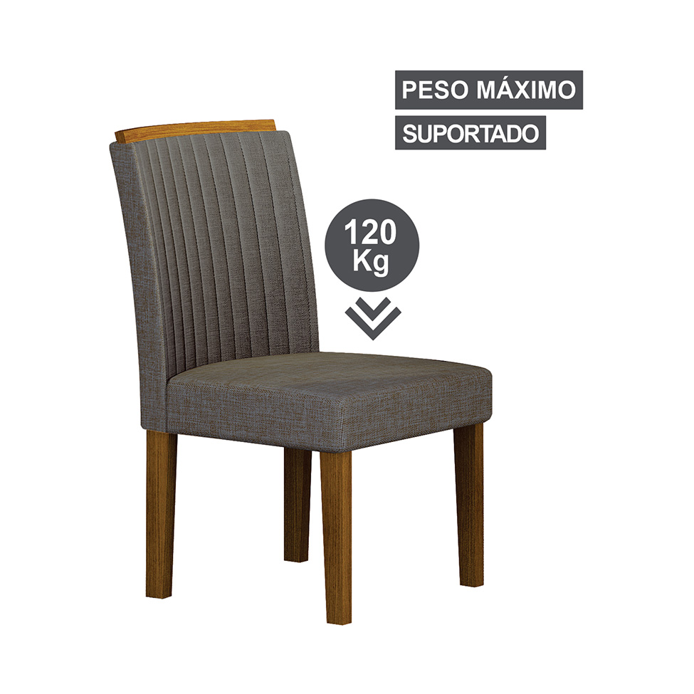 Conjunto com 2 Cadeiras Jade Linho Chumbo e Freijó