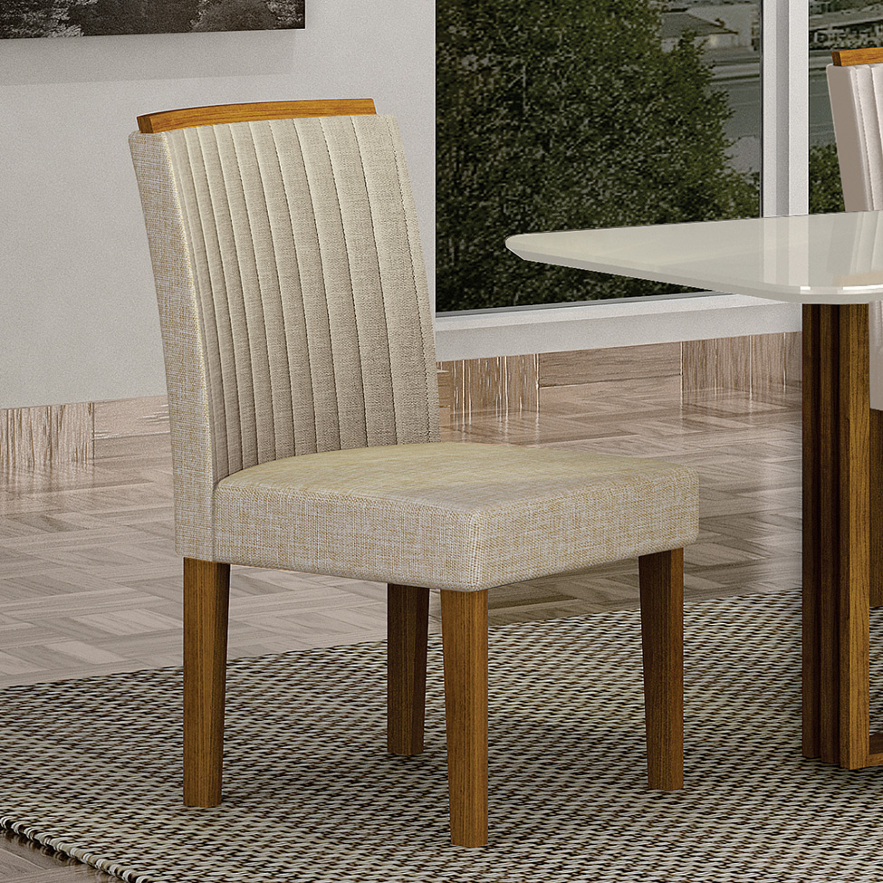 Conjunto com 2 Cadeiras Jade Linho Palha e Freijó
