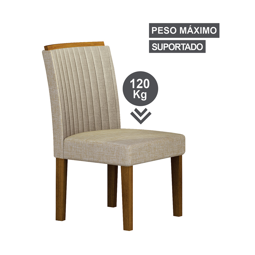 Conjunto com 2 Cadeiras Jade Linho Palha e Freijó