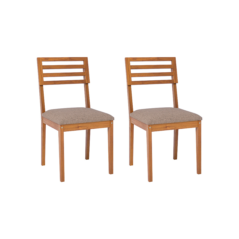 Conjunto com 2 Cadeiras Juparanã Linho Bege e Madeira