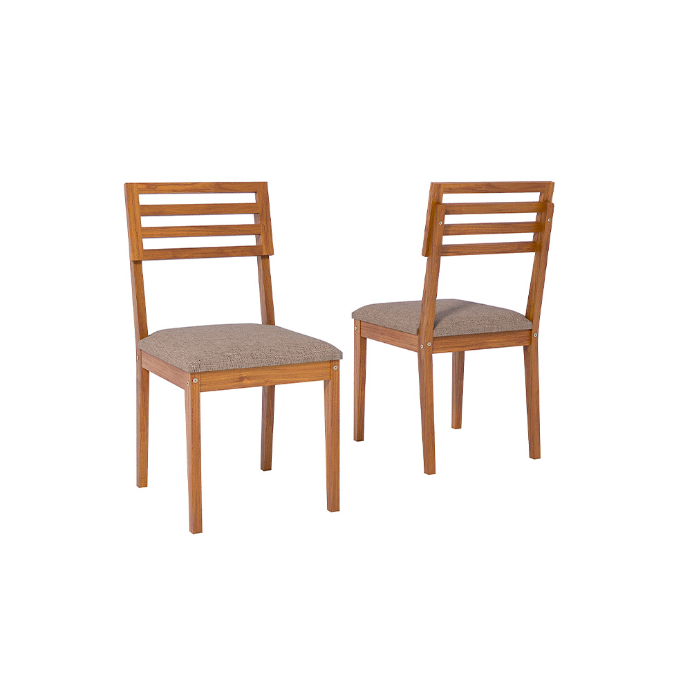 Conjunto com 2 Cadeiras Juparanã Linho Bege e Madeira