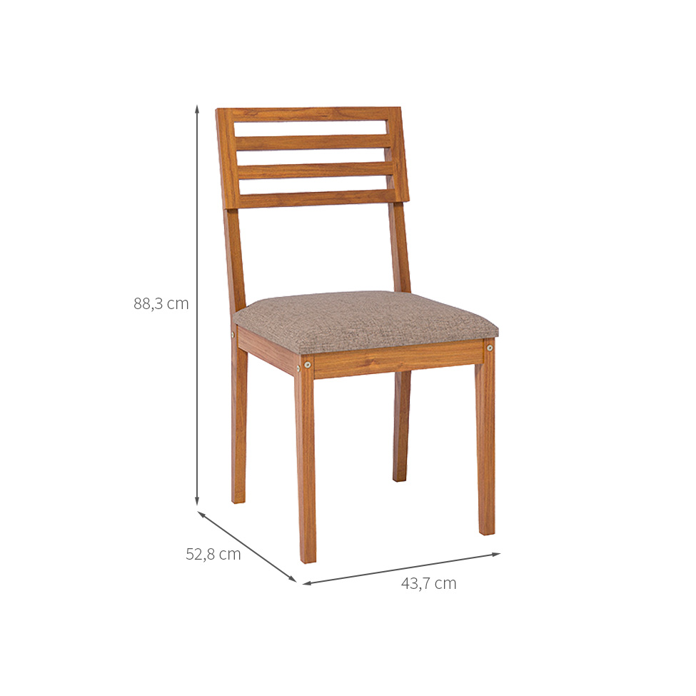 Conjunto com 2 Cadeiras Juparanã Linho Bege e Madeira
