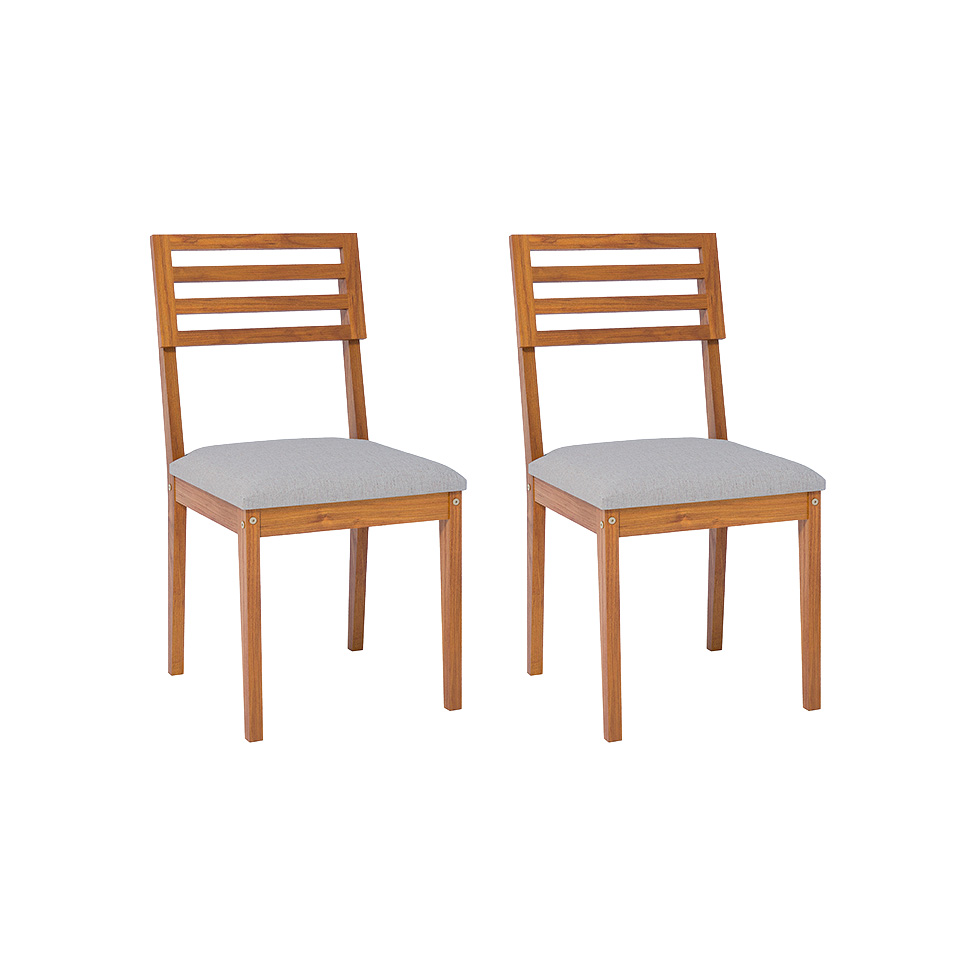 Conjunto com 2 Cadeiras Juparanã Linho Cinza e Madeira