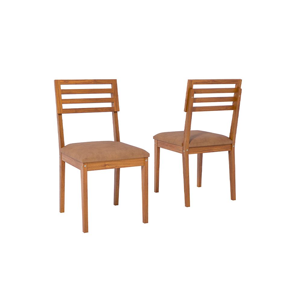 Conjunto com 2 Cadeiras Juparanã Revestimento Sintético Kaki e Madeira