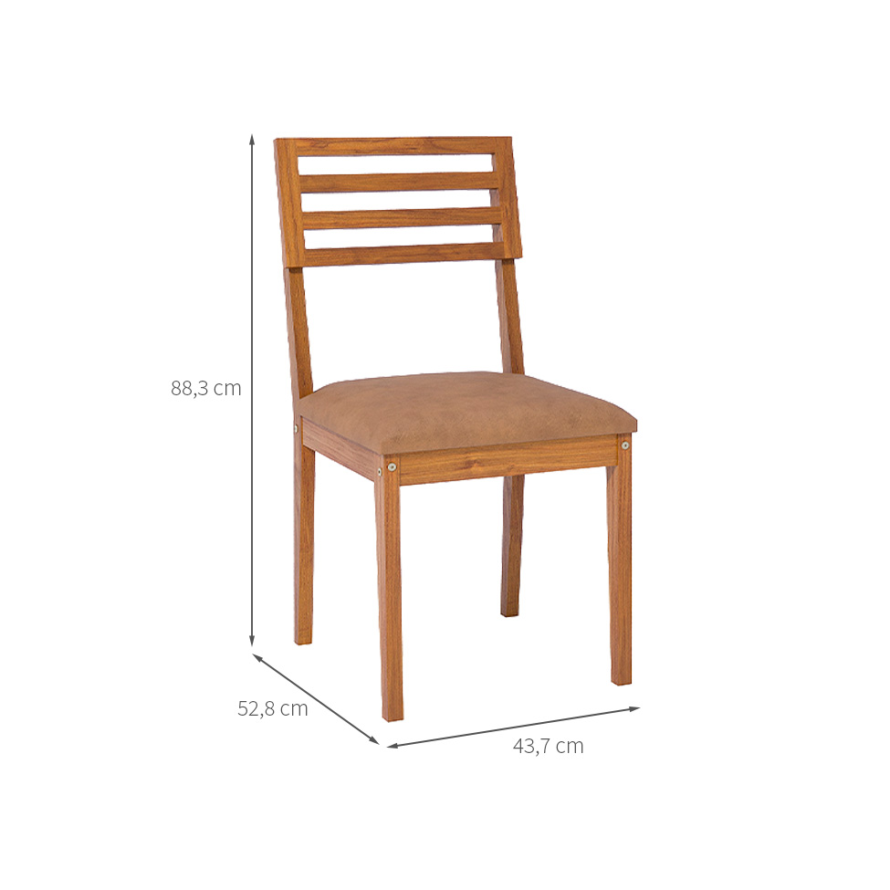Conjunto com 2 Cadeiras Juparanã Revestimento Sintético Kaki e Madeira