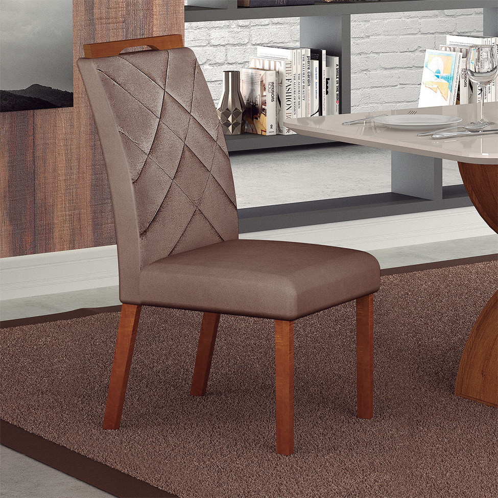 Conjunto com 2 Cadeiras Larissa Camurça Castanho e Marrom