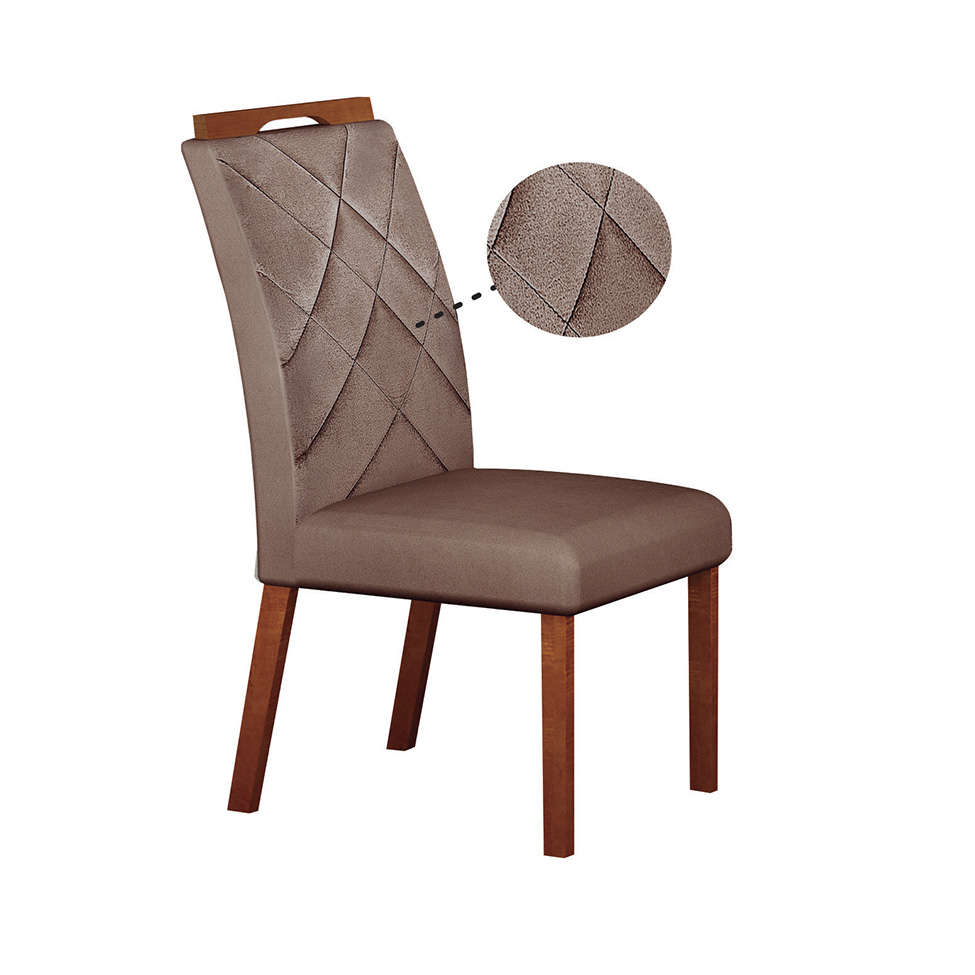 Conjunto com 2 Cadeiras Larissa Camurça Castanho e Marrom