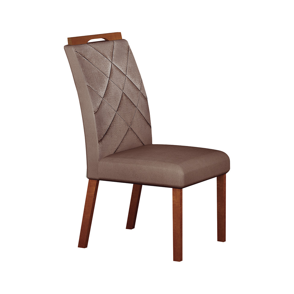 Conjunto com 2 Cadeiras Larissa Camurça Castanho e Marrom