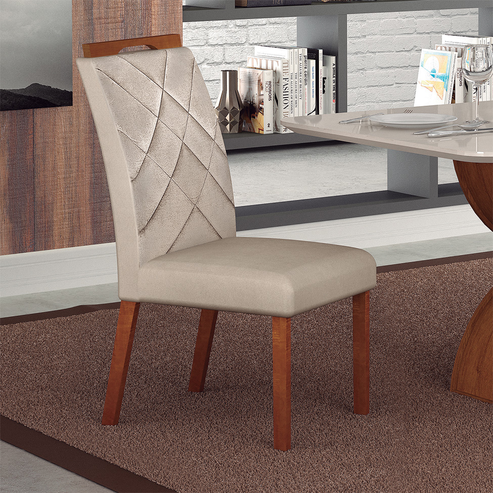 Conjunto com 2 Cadeiras Larissa Camurça Palha e Marrom