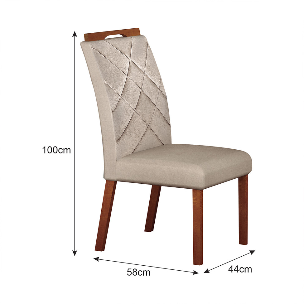 Conjunto com 2 Cadeiras Larissa Camurça Palha e Marrom