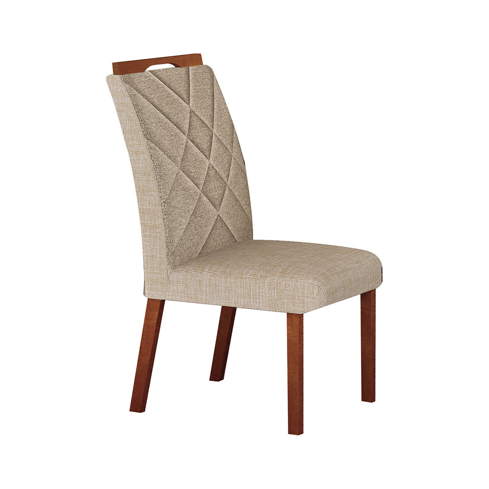 Conjunto com 2 Cadeiras Larissa Linho Palha e Marrom