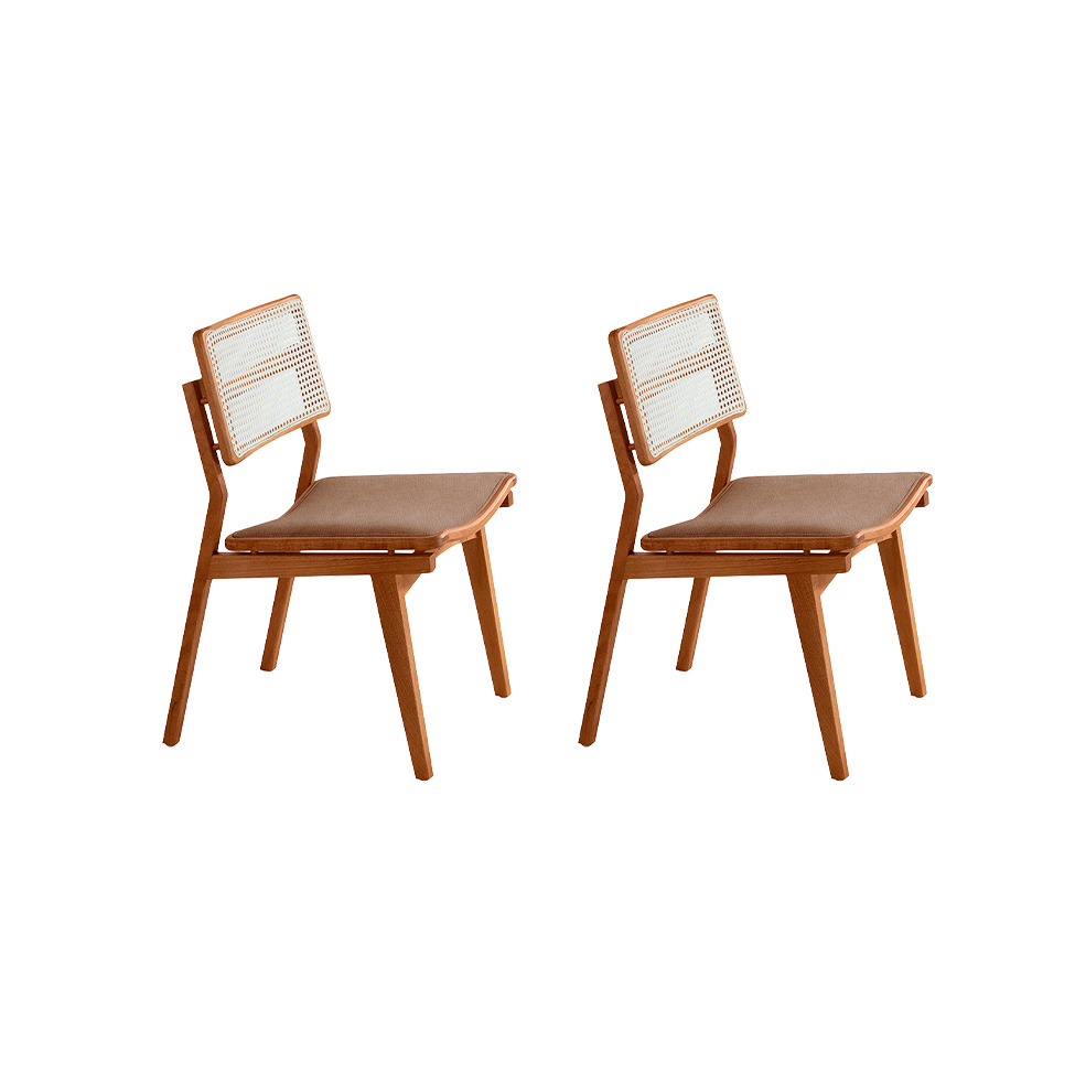 Conjunto com 2 Cadeiras Lea Premium Linho Atacama e Imbuia