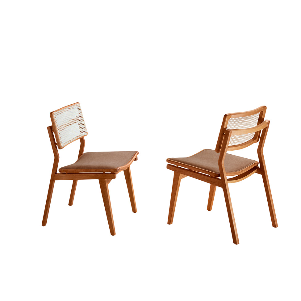 Conjunto com 2 Cadeiras Lea Premium Linho Atacama e Imbuia