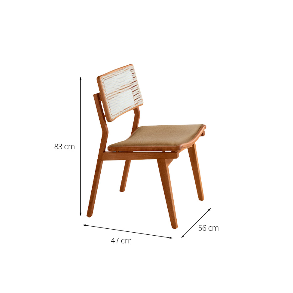 Conjunto com 2 Cadeiras Lea Premium Linho Âmbar e Imbuia