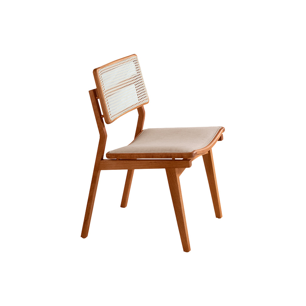 Conjunto com 2 Cadeiras Lea Premium Linho Off White e Imbuia
