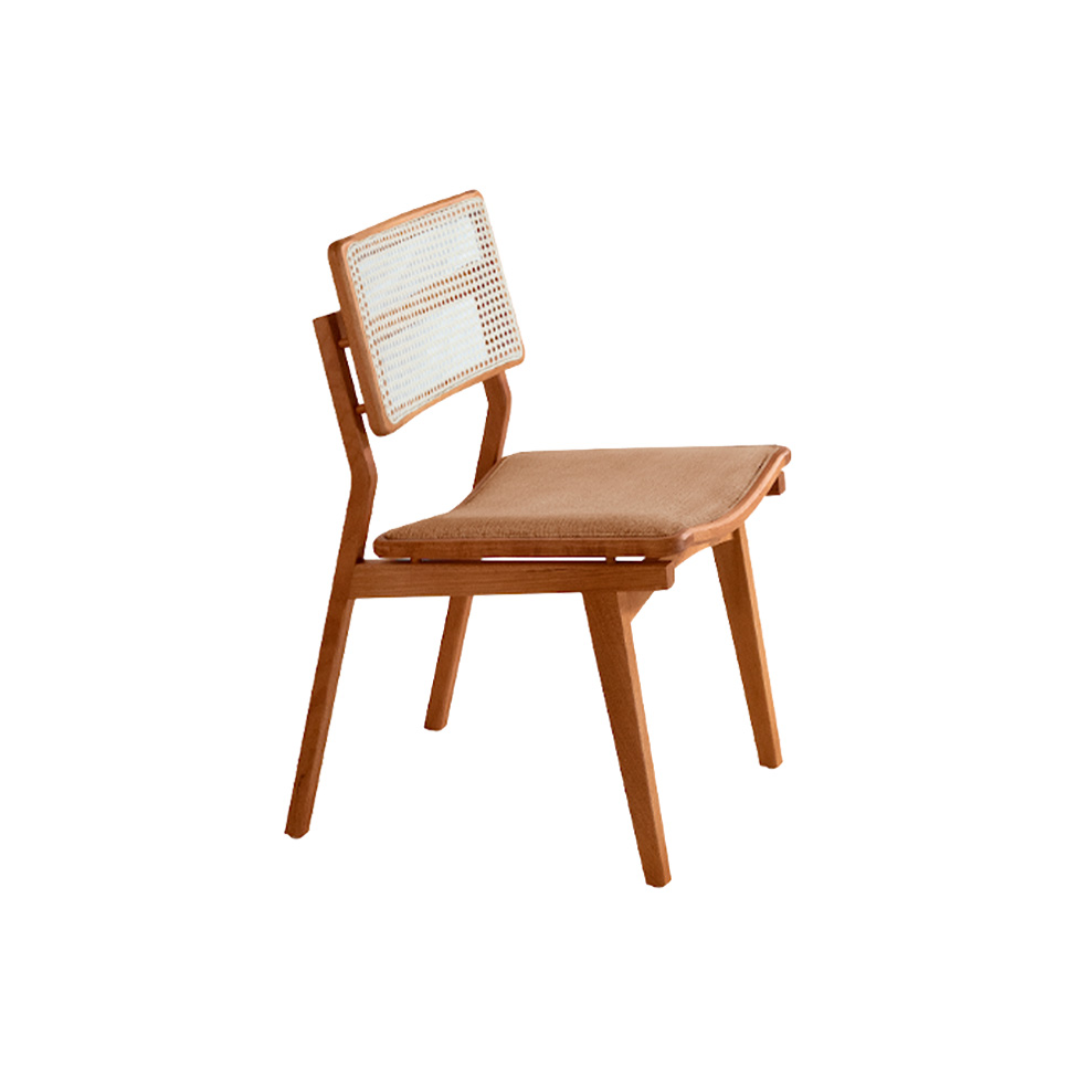 Conjunto com 2 Cadeiras Lea Premium Linho Palha e Imbuia
