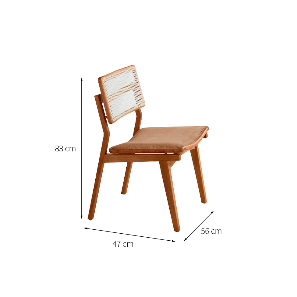 Conjunto com 2 Cadeiras Lea Premium Linho Palha e Imbuia