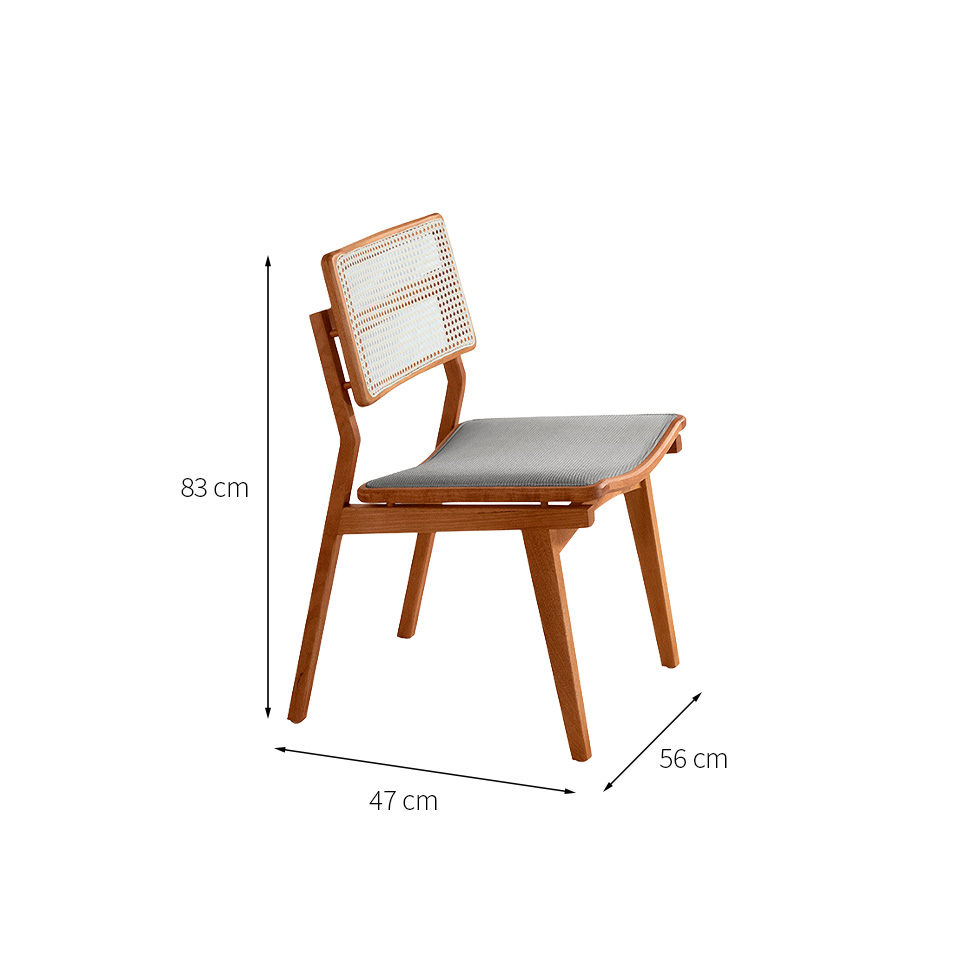 Conjunto com 2 Cadeiras Lea Premium Linho Quartzo e Imbuia
