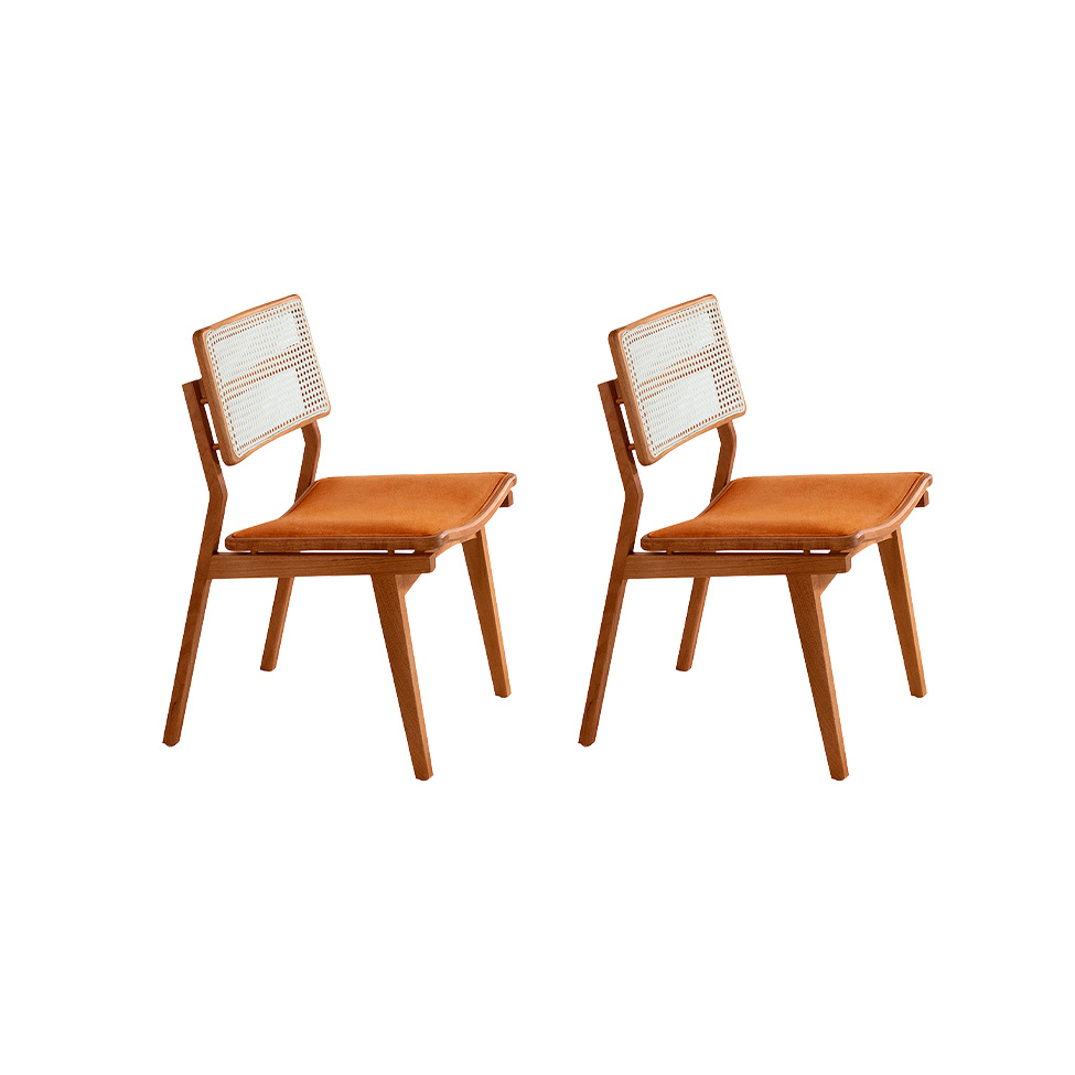 Conjunto com 2 Cadeiras Lea Premium Revestimento Sintético Caramelo e Imbuia