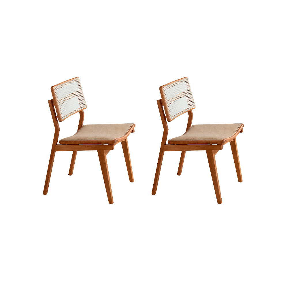 Conjunto com 2 Cadeiras Lea Premium Revestimento Sintético Milano e Imbuia