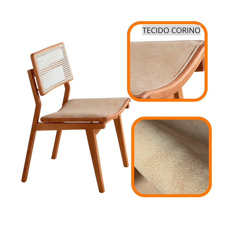 Conjunto com 2 Cadeiras Lea Premium Revestimento Sintético Milano e Imbuia