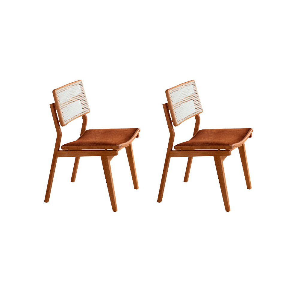 Conjunto com 2 Cadeiras Lea Premium Revestimento Sintético Puce e Imbuia