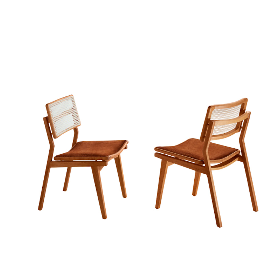 Conjunto com 2 Cadeiras Lea Premium Revestimento Sintético Puce e Imbuia