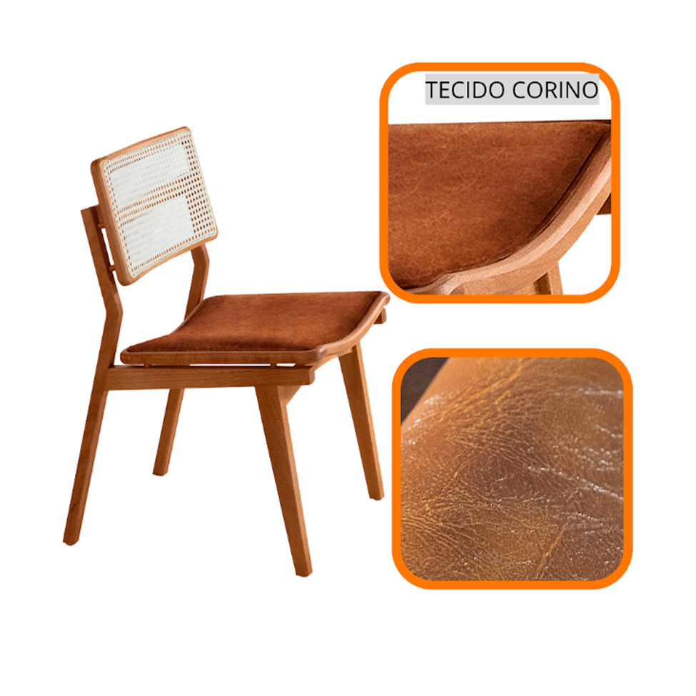 Conjunto com 2 Cadeiras Lea Premium Revestimento Sintético Puce e Imbuia