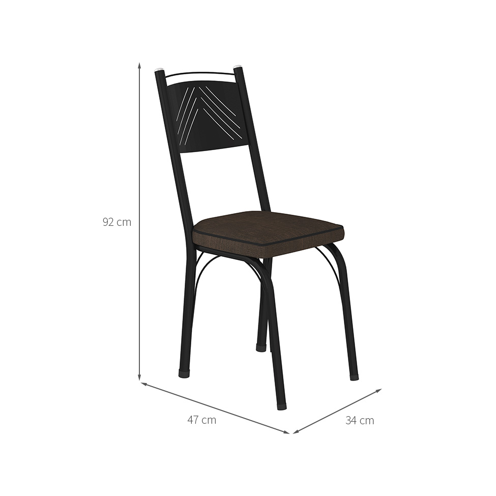 Conjunto com 2 Cadeiras Leslie Revestimento Sintético Imbuia e Preto