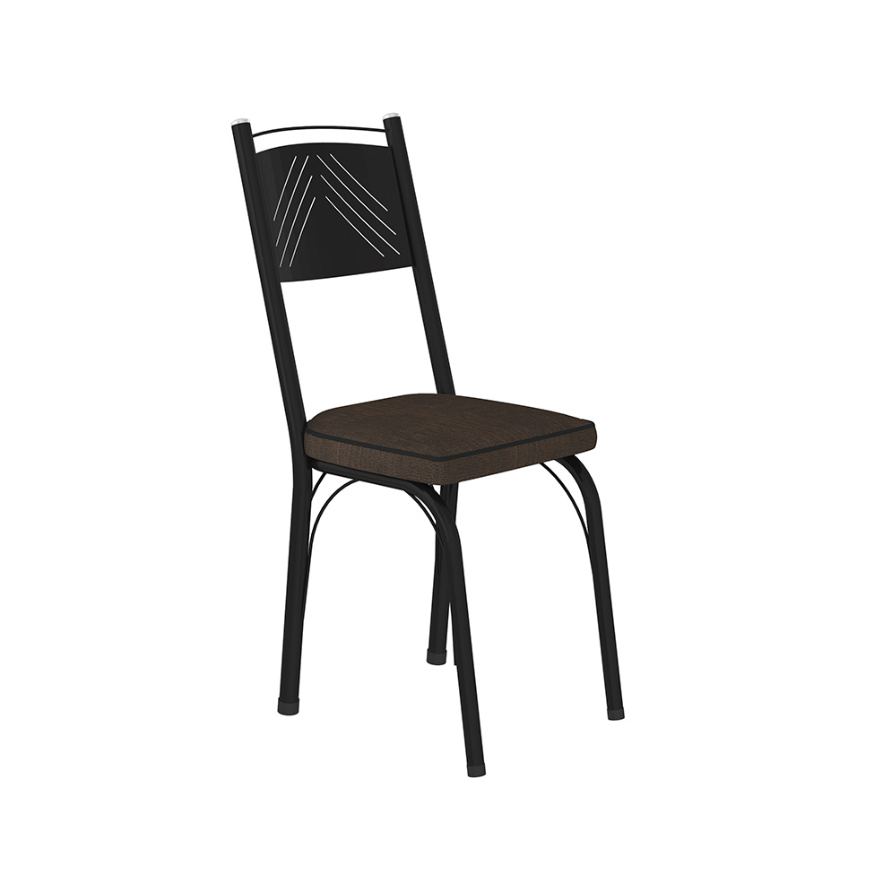 Conjunto com 2 Cadeiras Leslie Revestimento Sintético Imbuia e Preto
