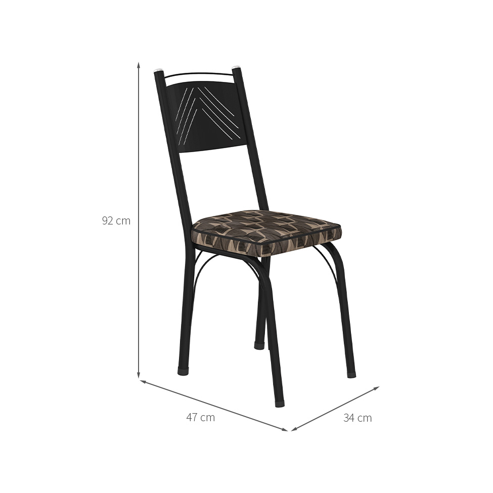 Conjunto com 2 Cadeiras Leslie Revestimento Sintético Palha e Preto