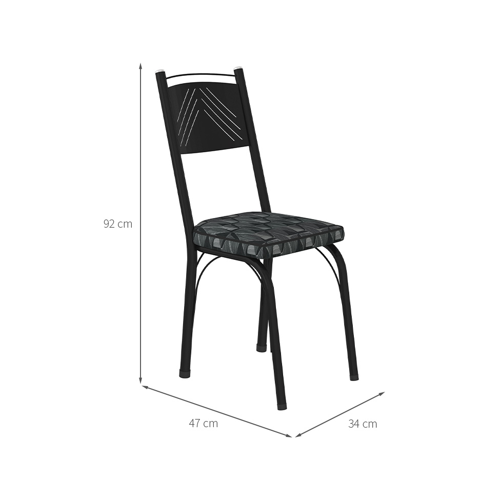 Conjunto com 2 Cadeiras Leslie Revestimento Sintético Silver e Preto