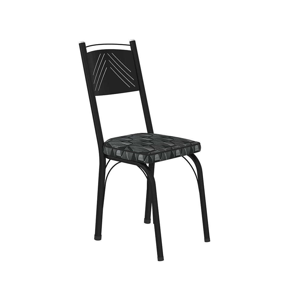 Conjunto com 2 Cadeiras Leslie Revestimento Sintético Silver e Preto