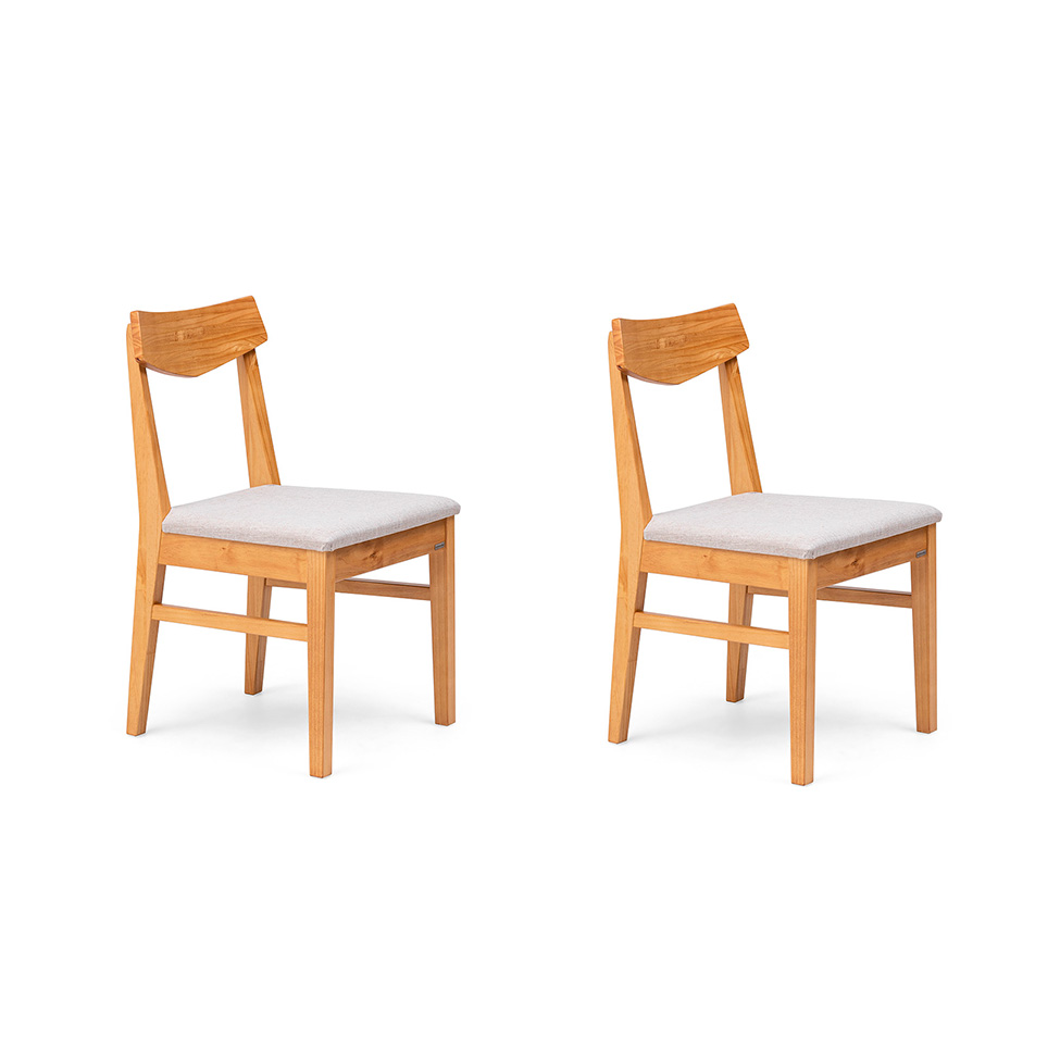 Conjunto com 2 Cadeiras Loop Linho Cinza e Amêndoa