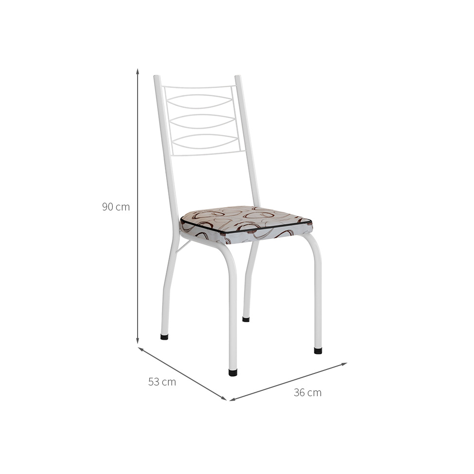 Conjunto com 2 Cadeiras Ludi Estampado Cedro e Branco