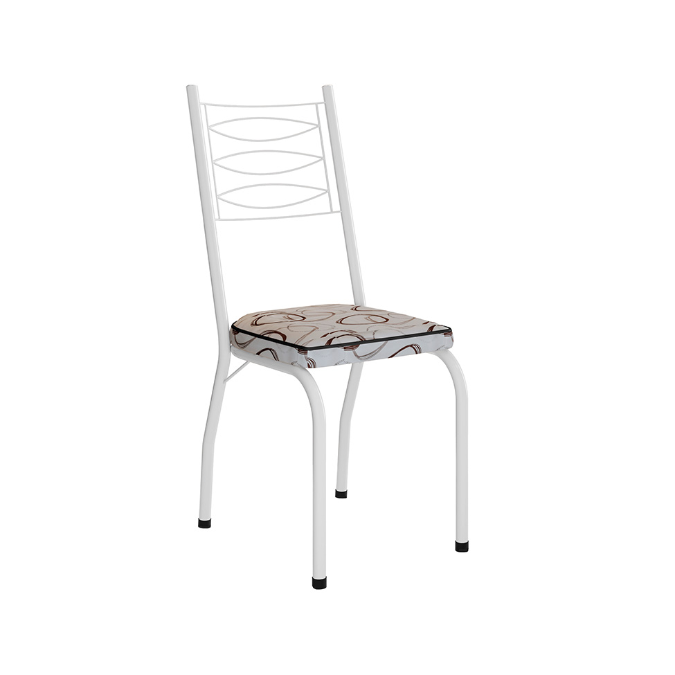 Conjunto com 2 Cadeiras Ludi Estampado Cedro e Branco