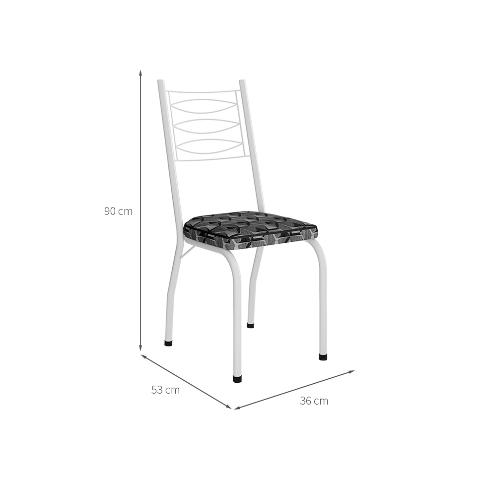 Conjunto com 2 Cadeiras Ludi Estampado Mosaico Cinza e Branco