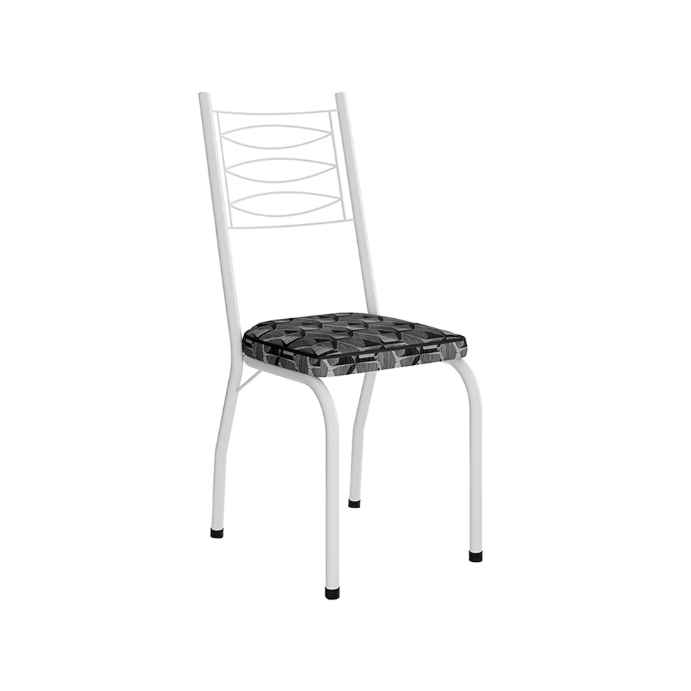 Conjunto com 2 Cadeiras Ludi Estampado Mosaico Cinza e Branco