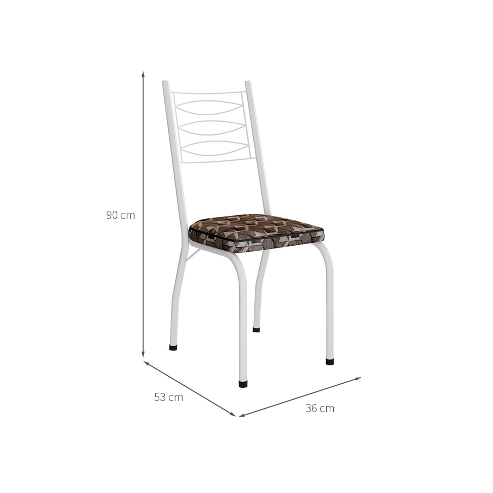 Conjunto com 2 Cadeiras Ludi Estampado Mosaico Marrom e Branco