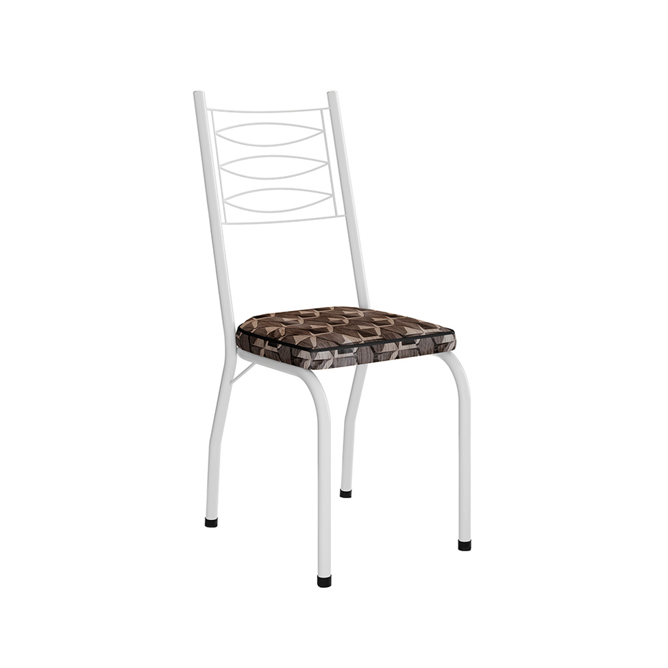 Conjunto com 2 Cadeiras Ludi Estampado Mosaico Marrom e Branco