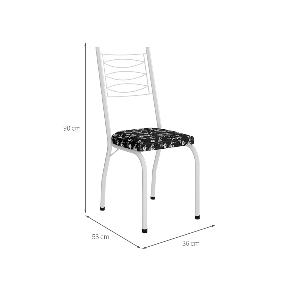 Conjunto com 2 Cadeiras Ludi Estampado Preto e Branco