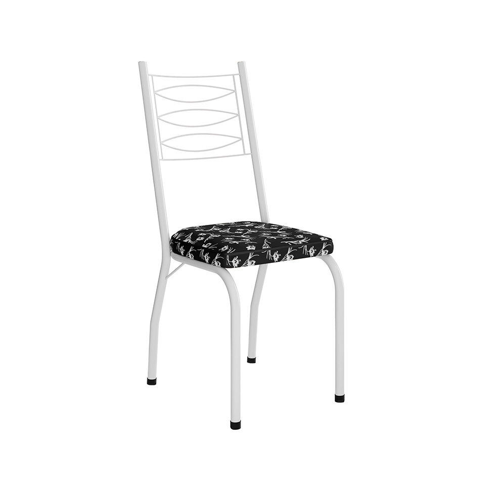 Conjunto com 2 Cadeiras Ludi Estampado Preto e Branco