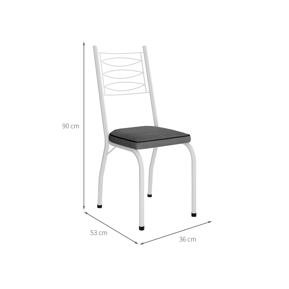 Conjunto com 2 Cadeiras Ludi Platina e Branco