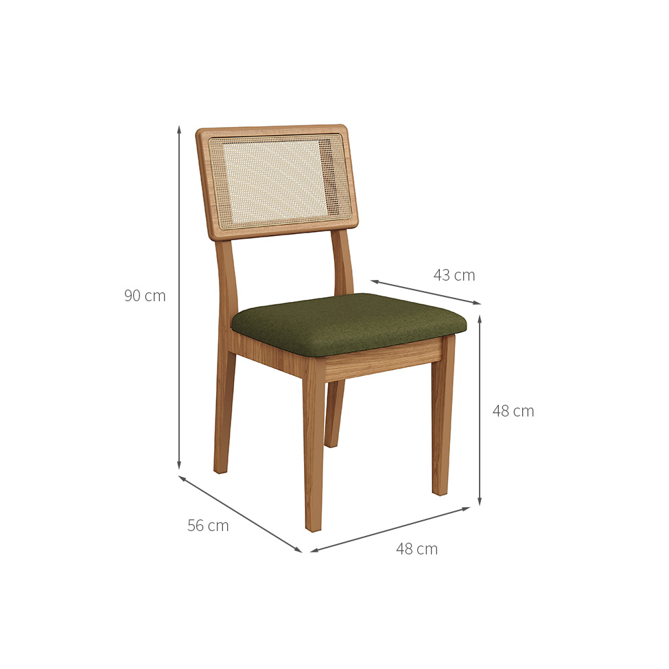 Conjunto com 2 Cadeiras Malba Tela Freijó e Verde