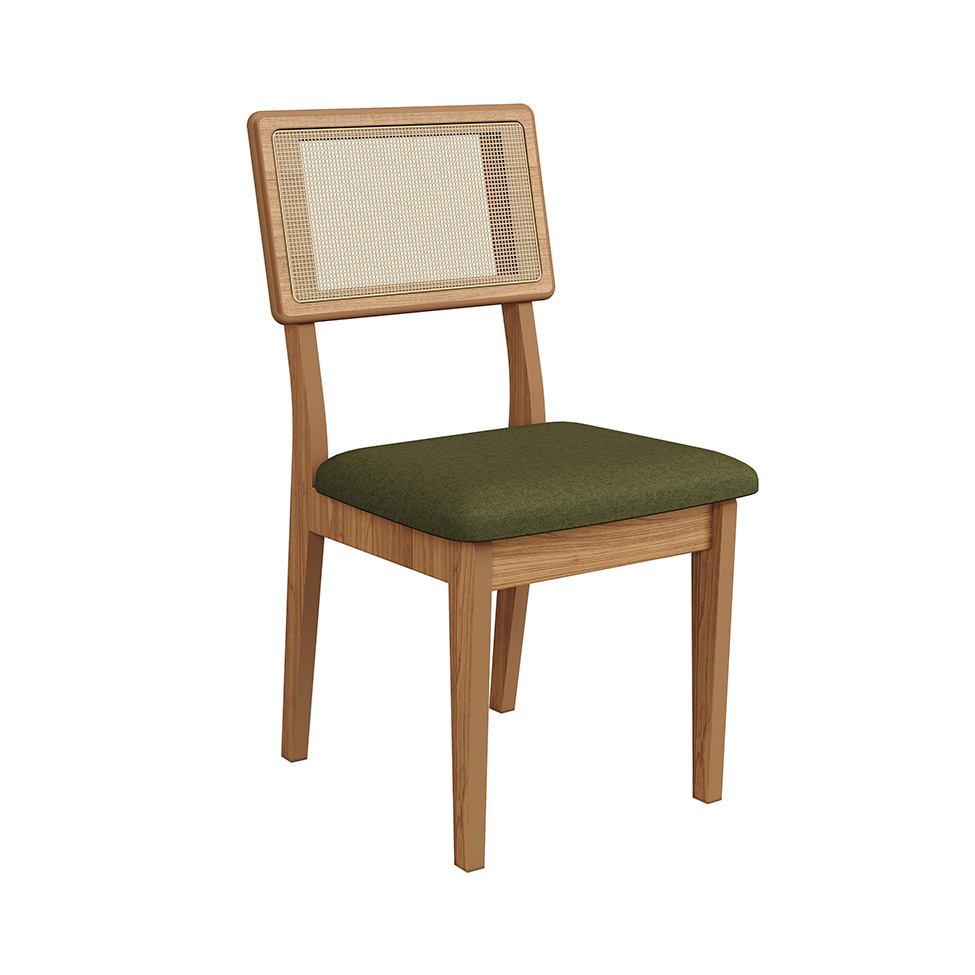 Conjunto com 2 Cadeiras Malba Tela Freijó e Verde